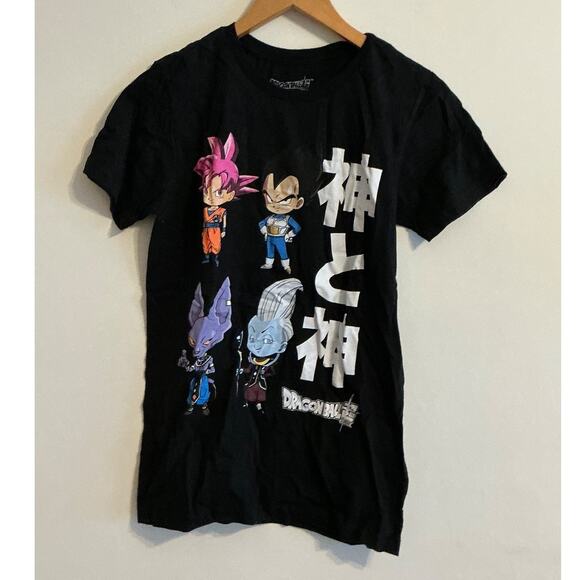 Dragon Ball Z Super Mens T-Shirt - sz S (17) Standing Chibi Next to Kanji - Picture 1 of 5